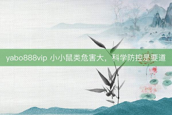yabo888vip 小小鼠类危害大，科学防控是要道