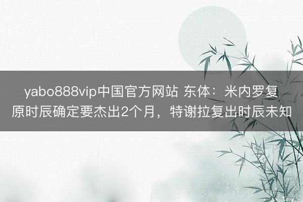 yabo888vip中国官方网站 东体:米内罗复原时辰确定要杰出2个月,特谢拉复出时辰未知