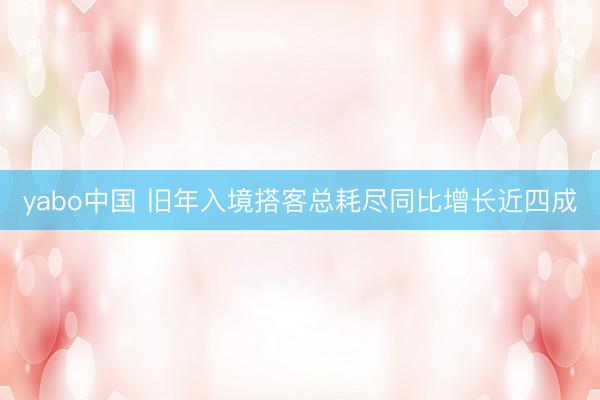 yabo中国 旧年入境搭客总耗尽同比增长近四成