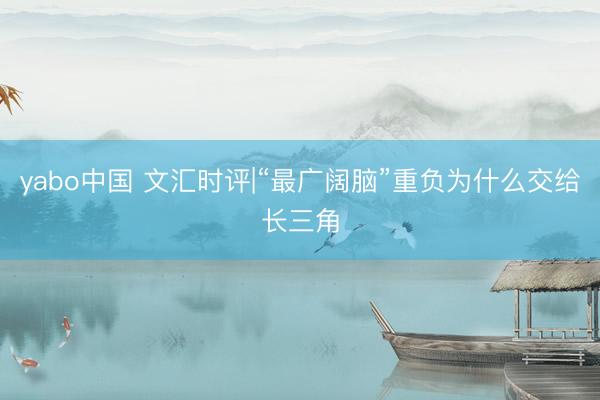 yabo中国 文汇时评|“最广阔脑”重负为什么交给长三角