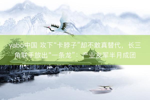 yabo中国 攻下“卡脖子”却不敢真替代，长三角联手放出“一条龙”：产业友军半月成团