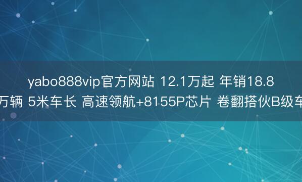 yabo888vip官方网站 12.1万起 年销18.8万辆 5米车长 高速领航+8155P芯片 卷翻搭伙B级车