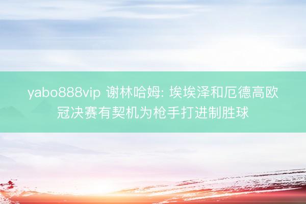 yabo888vip 谢林哈姆: 埃埃泽和厄德高欧冠决赛有契机为枪手打进制胜球
