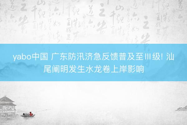 yabo中国 广东防汛济急反馈普及至Ⅲ级! 汕尾阐明发生水龙卷上岸影响