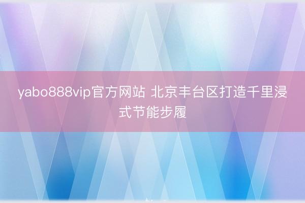 yabo888vip官方网站 北京丰台区打造千里浸式节能步履